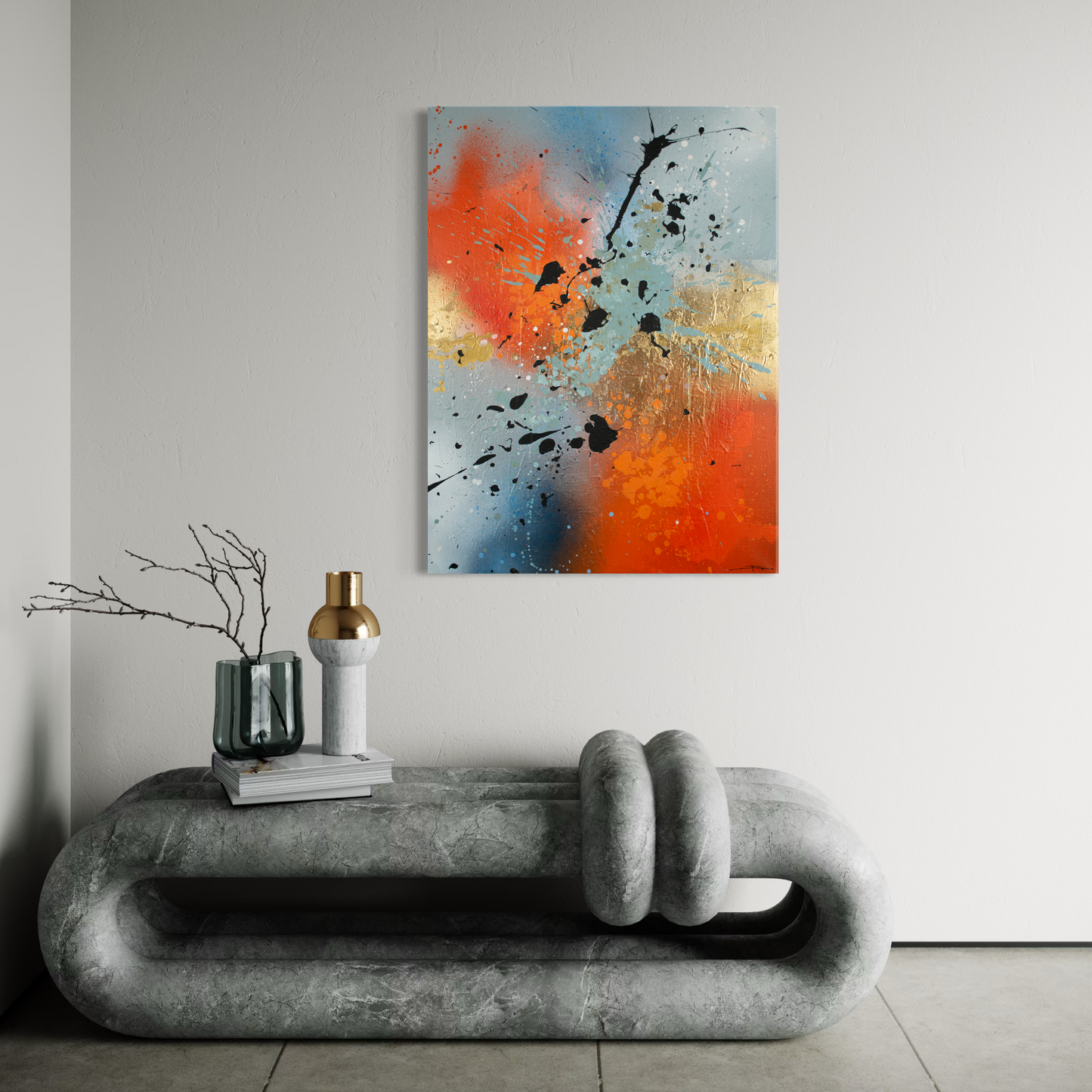 Canvas print: Orange fire (portrait)